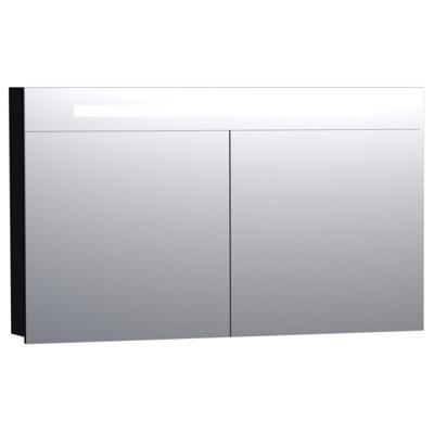 Brauer Promise Spiegelkast - 120 cm - met Directe Verlichting - 2 Enkelzijdige Spiegeldeuren - Mat Zwart