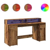 Bureau met LED-verlichting 200x55x91 cm bewerkt hout oud hout - thumbnail