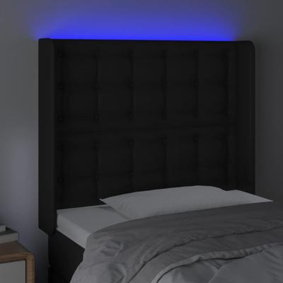 Hoofdbord LED 163x16x78/88 cm kunstleer zwart - thumbnail