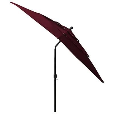 VidaXL Parasol 3-laags met aluminium paal 2,5x2,5 m bordeauxrood