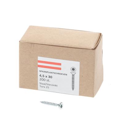 Hoenderdaal Spaanplaatschroef Verzinkt Platkop voldraad Torx TX25 4.5X30 | 200 stuks - 0206.01.33201