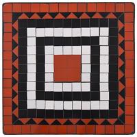 Bistrotafel mozaïek 60 cm keramiek terracottakleurig en wit - thumbnail