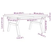 Salontafel Y-frame 90x90x45,5 cm grenenhout en staal - thumbnail