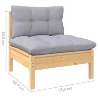 3-delige Loungeset met grijze kussens grenenhout - thumbnail