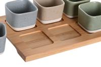 Set voor voorgerechtjes DKD Home Decor 21,6 x 15 x 1,5 cm Porselein Multicolour Bamboe Scandinavisch - thumbnail