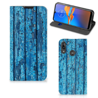 Motorola Moto E6 Plus Book Wallet Case Wood Blue - thumbnail