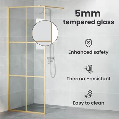 VidaXL Inloop douche wand goud 100 x 195 cm gehard glas