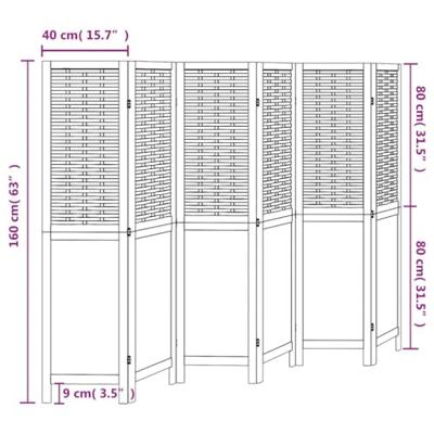 Kamerscherm met 6 panelen massief paulowniahout donkerbruin Kamerscherm met 6 panelen massief paulowniahout donkerbruin