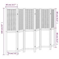 Kamerscherm met 6 panelen massief paulowniahout donkerbruin - thumbnail