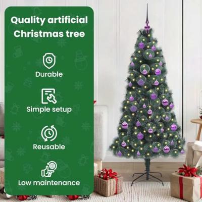 VidaXL Kunstmatig voorverlicht kerstboom met ballenset groen 150 cm