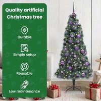 VidaXL Kunstmatig voorverlicht kerstboom met ballenset groen 150 cm - thumbnail