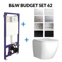 Toiletset Budget 62 Mudo Glans Wit Met B&W Drukplaat - thumbnail