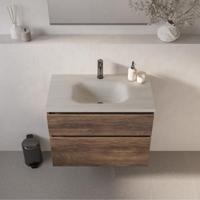 BRAUER Dune Medium wastafel 80 cm met 1 wasbak en 1 kraangat Sintered Stone Ivory Travertin - thumbnail