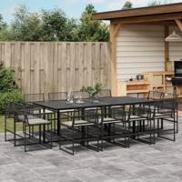 13-delige Tuinset met kussens poly rattan zwart - thumbnail