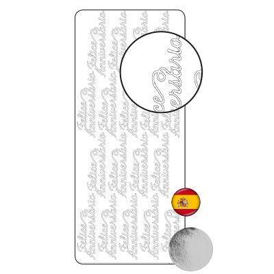 Vaessen Creative • sticker 10x23cm 10pcs zilver "feliz anniversario"
