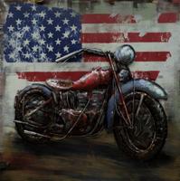 Schilderij - metaalschilderij -Motor in Amerika 100x100cm - thumbnail