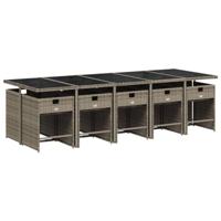 11-delige Tuinset met kussens poly rattan grijs - thumbnail