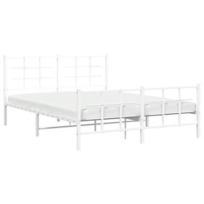Bedframe met hoofd- en voeteneinde metaal wit 150x200 cm - thumbnail