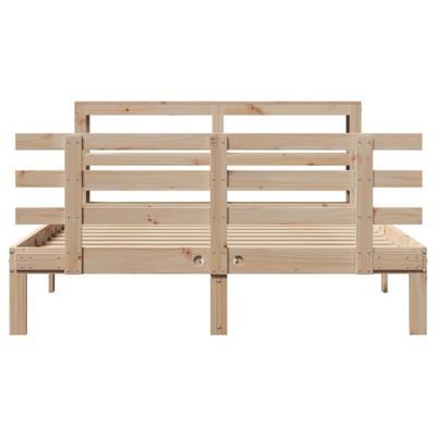 Bedframe met hoofdbord massief grenenhout 140x190 cm - thumbnail