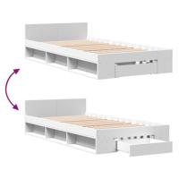Bedframe met lade bewerkt hout wit 75x190 cm - thumbnail