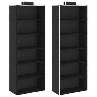 VidaXL Kledingorganisers hangend 2 st met 6 schappen stof VidaXL Kledingorganisers hangend 2 st met 6 schappen stof