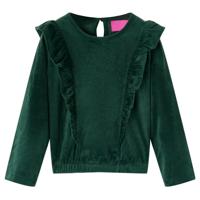 Kinderblouse met ruches 104 donkergroen - thumbnail