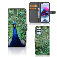 Motorola Moto G100 | Telefoonhoesje | Met pasjeshouder | Pauw - thumbnail