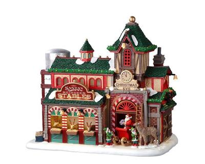 Lemax santa&apos;s reindeer stables verlicht kersthuisje Santa&apos;s Wonderland 2023