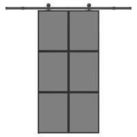 Schuifdeur met beslag 102,5x205 cm gehard glas en aluminium - thumbnail