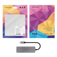 Nanocable 10.16.4505 USB-C-hub, stekker naar 4 x USB-C bus + USB-C PD 100 W, aluminium, 10 cm, grijs, USB 3.2 Gen 2x1, compatibel met Windows, MacOS en Linux - thumbnail