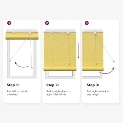 VidaXL Rolgordijn met gordijnen geel 100 x 220 cm bamboe