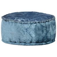 Poef rond 40x20 cm fluweel blauw - thumbnail