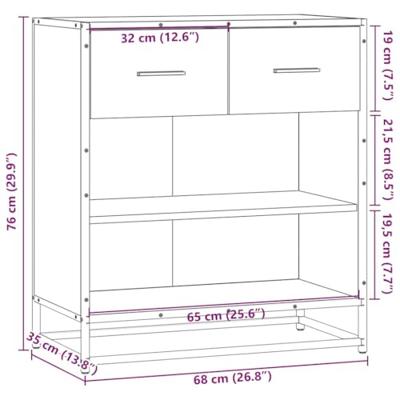Dressoir 68x35x76 cm bewerkt hout gerookt eikenkleurig