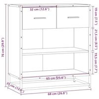 Dressoir 68x35x76 cm bewerkt hout gerookt eikenkleurig - thumbnail