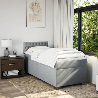 Boxspring met matras stof lichtgrijs 140x200 cm - thumbnail