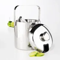 Hi IJsemmer met Deksel en Tang - RVS Dubbelwandig - 20 cm - thumbnail