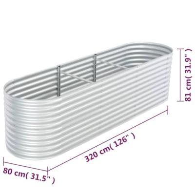 Plantenbak verhoogd 320x80x81 cm gegalvaniseerd staal zilver - thumbnail