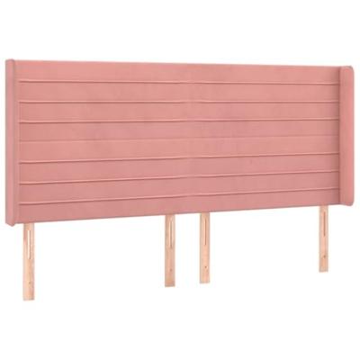 Hoofdbord met randen 163x16x118/128 cm fluweel roze