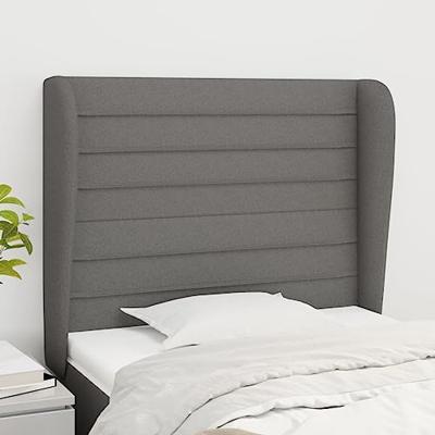 Hoofdbord met randen 93x23x118/128 cm stof donkergrijs