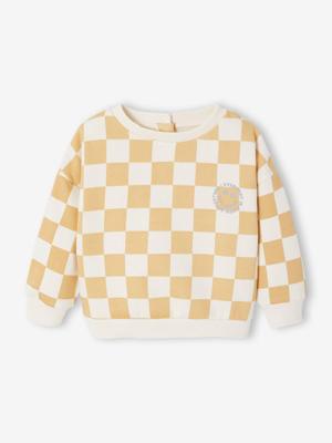 Baby sweater met dambordprint okergeel Baby sweater met dambordprint okergeel