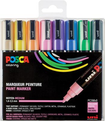 Paintmarker Uni POSCA PC5M medium pastel assorti set à 8 stuks Paintmarker Uni POSCA PC5M medium pastel assorti set à 8 stuks