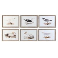 Schilderij DKD Home Decor 70 x 2,5 x 50 cm Traditioneel Vogels (6 Onderdelen) - thumbnail