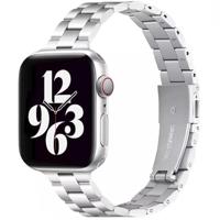 By Qubix - Stalen slim fit schakelband - Zilver - Compatible met Apple watch 38mm / 40mm / 41mm / 42mm - Compatible Apple watch bandjes - thumbnail