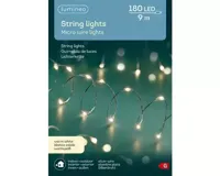 Lumineo Micro LED Stringlights Verlichting Zilverdraad 9M 180 LEDs Buiten Warm Wit - thumbnail