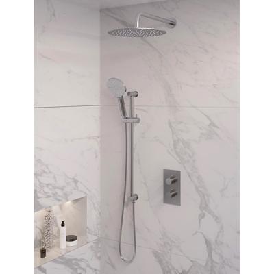 Inbouw Regendouche Set Brauer Brushed Edition Gebogen Wanduitloop Ronde Hoofddouche 30 cm Met Handdouche 3 Standen en Glijstang RVS Look Brauer