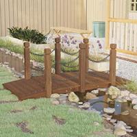 VidaXL Tuinbrug met kettingrails 150x67x56 cm massief vurenhout - thumbnail