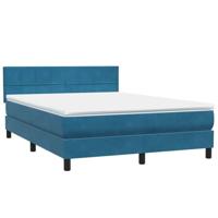 Boxspring met matras fluweel donkerblauw 160x210 cm - thumbnail