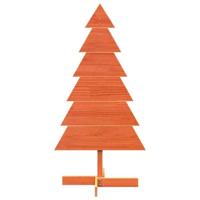 Kerstdecoratie kerstboom 120 cm massief grenenhout wasbruin - thumbnail