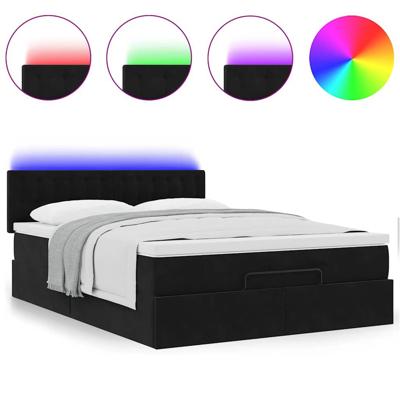 Ottoman bed met matras en LED's 140x190cm fluweel zwart