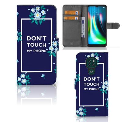 Motorola Moto G9 Play | E7 Plus Portemonnee Hoesje Flowers Blue DTMP Motorola Moto G9 Play | E7 Plus Portemonnee Hoesje Flowers Blue DTMP